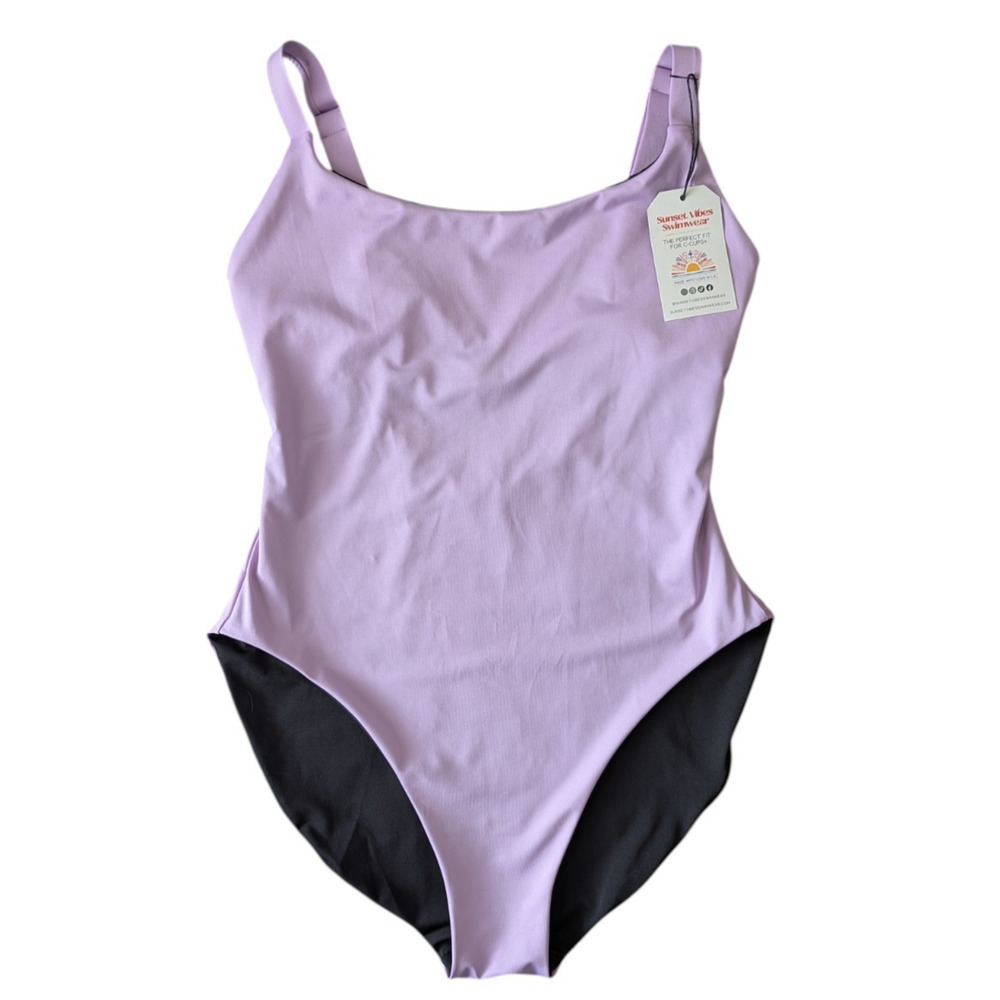 Sunset Vibes Joaquina Lavender Purple Black Reversible One Piece New Sz 10 $174